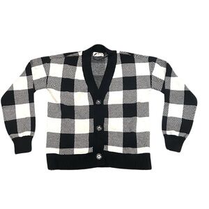 Black & White Checkered Plaid Cardigan | Size XS | New